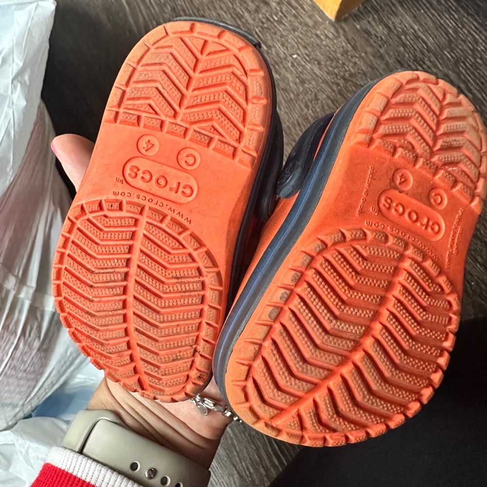 Toddler size 4 orange crocs